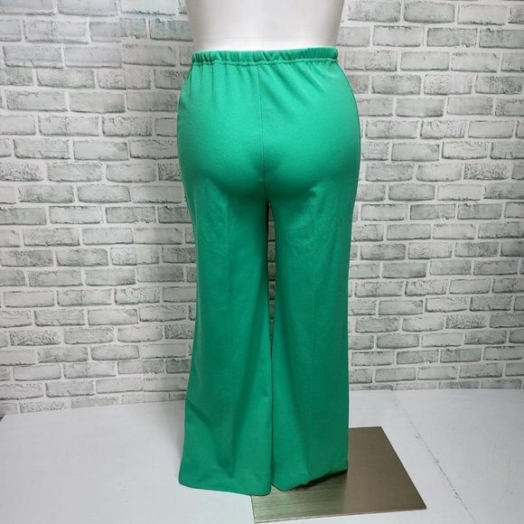 Vintage 70s Sears Fashions Womens L/XL Green Polyester Pant Leisure Suit 2pc Set - Picture 11 of 12